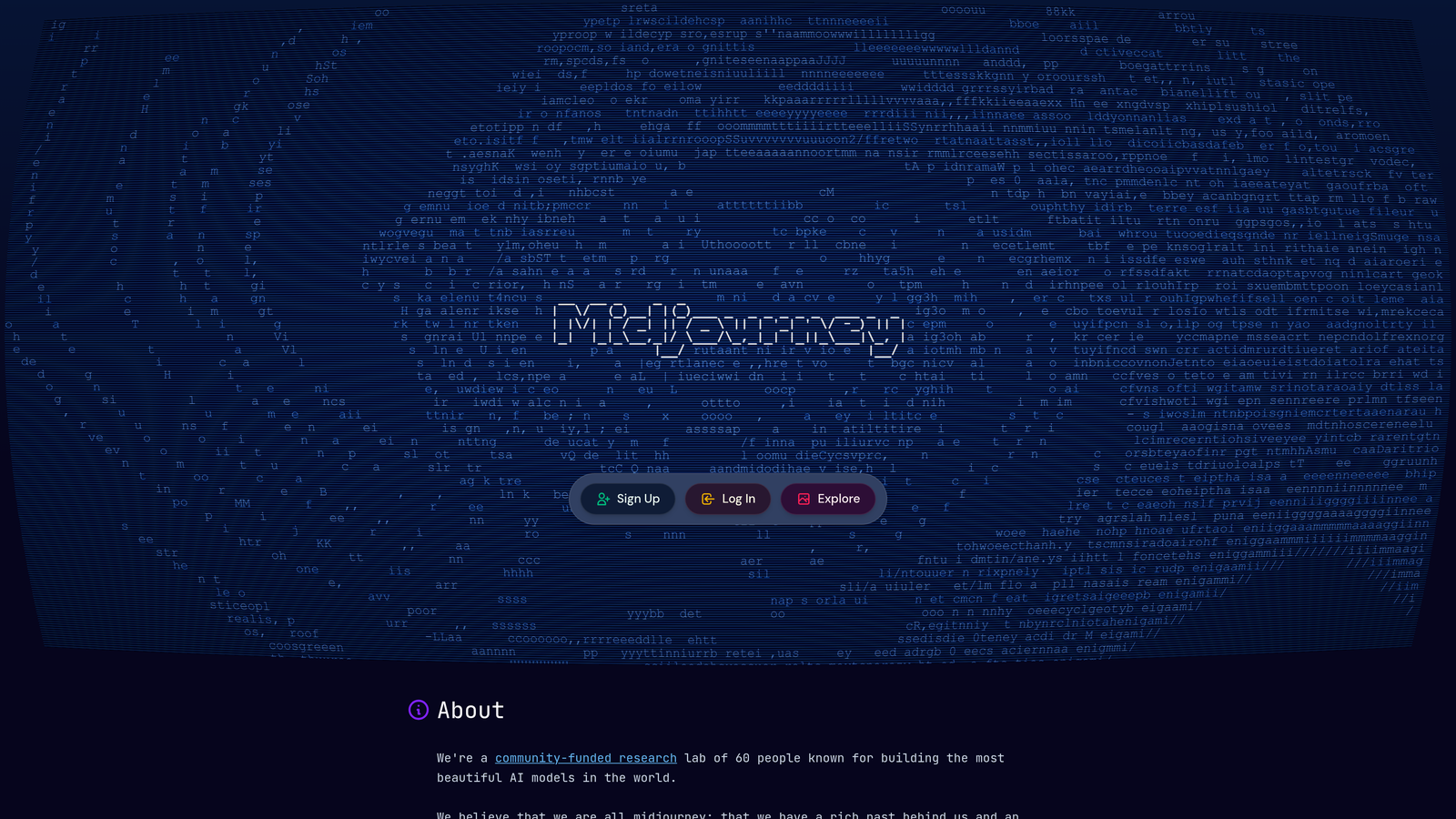 Screenshot of Midjourney website