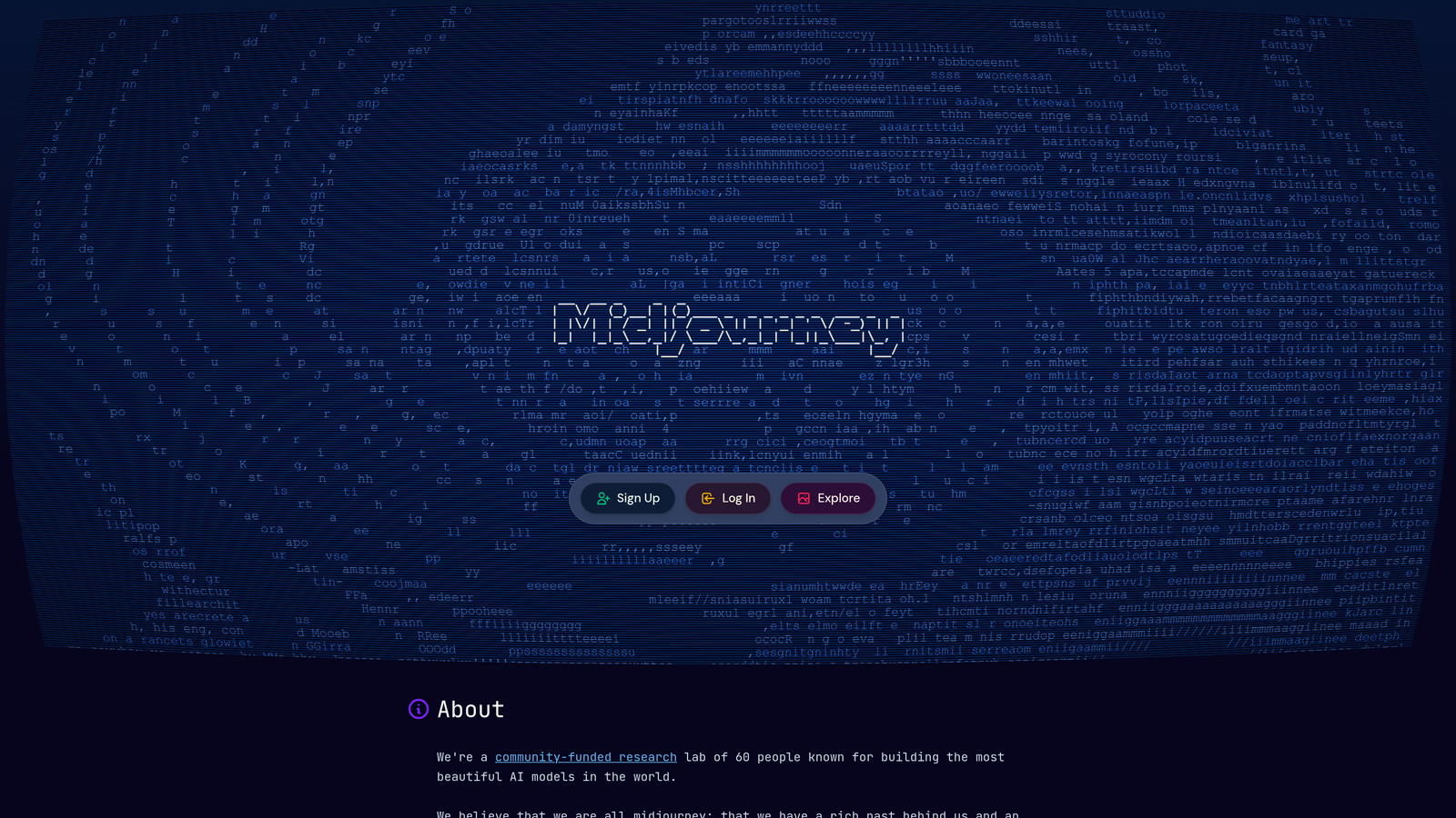 Screenshot of Midjourney website