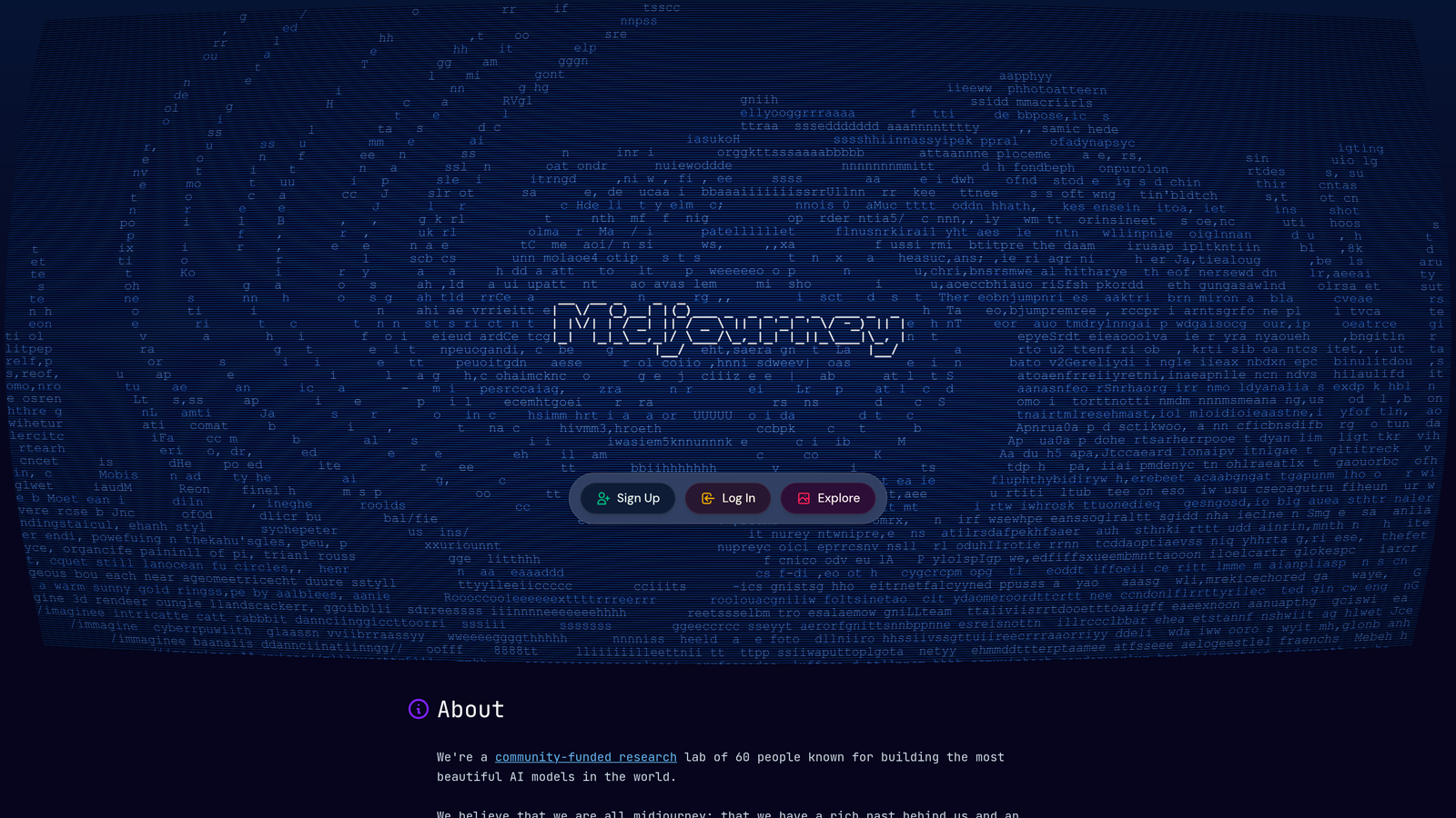 Screenshot of Midjourney website