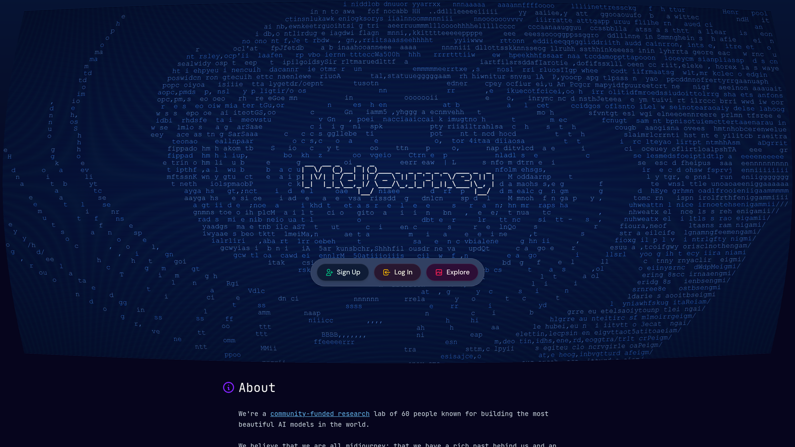 Screenshot of Midjourney website