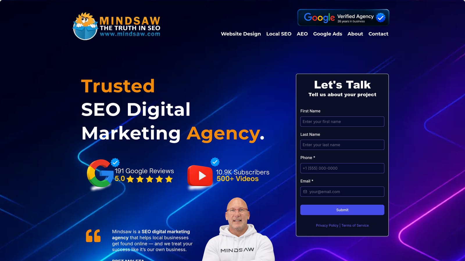 Screenshot of Mindsaw website