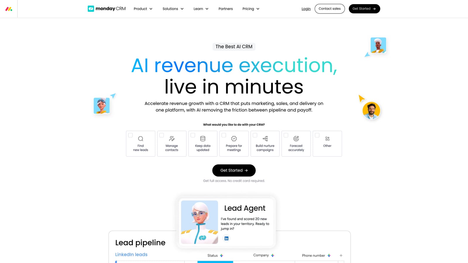 Screenshot of monday CRM website