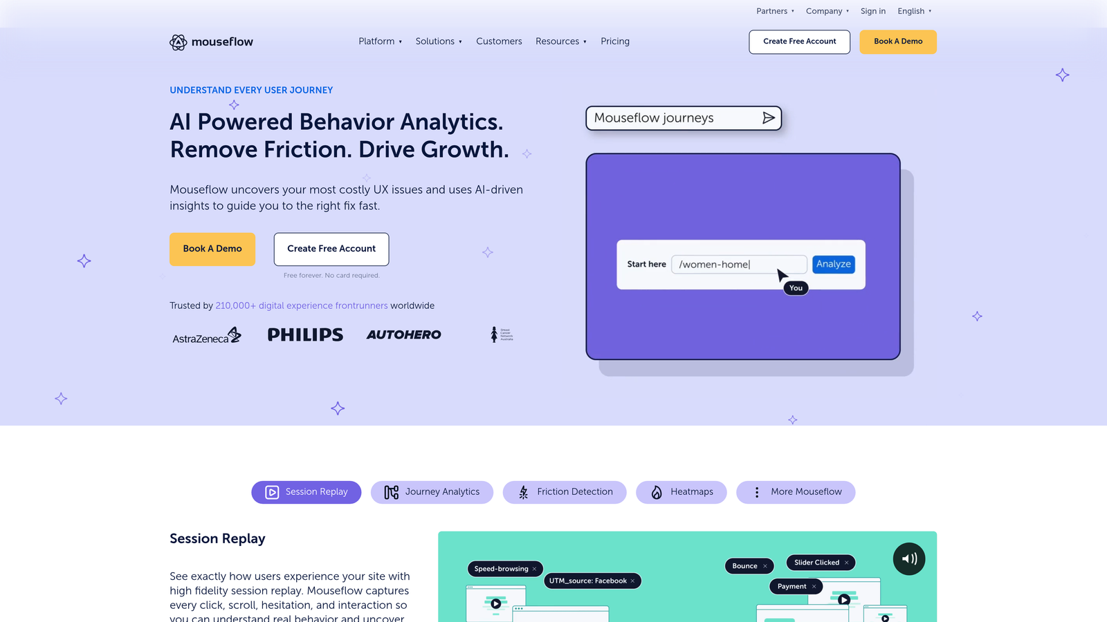 Screenshot of Mouseflow website