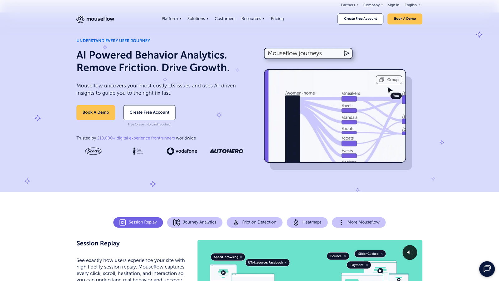 Screenshot of Mouseflow website