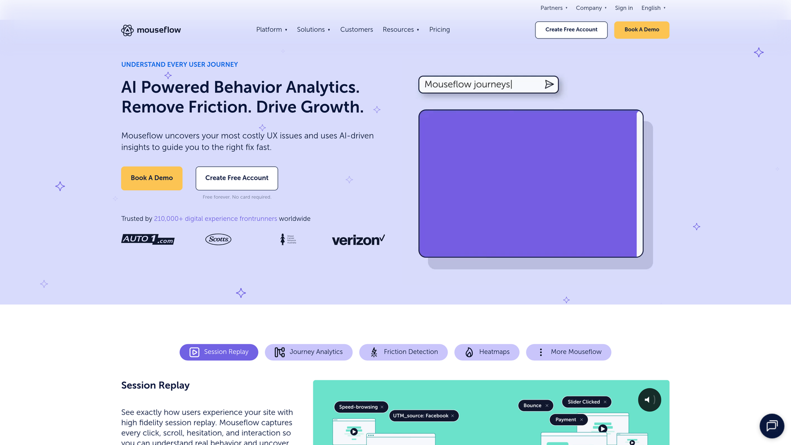 Screenshot of Mouseflow website