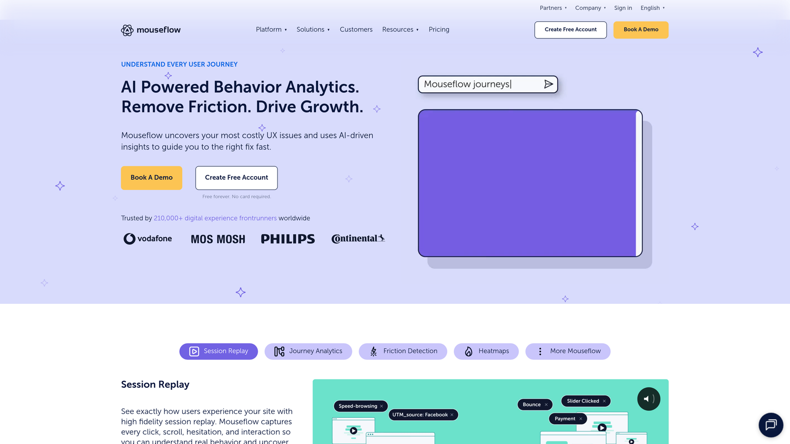 Screenshot of Mouseflow website