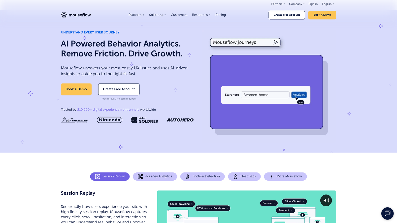 Screenshot of Mouseflow website