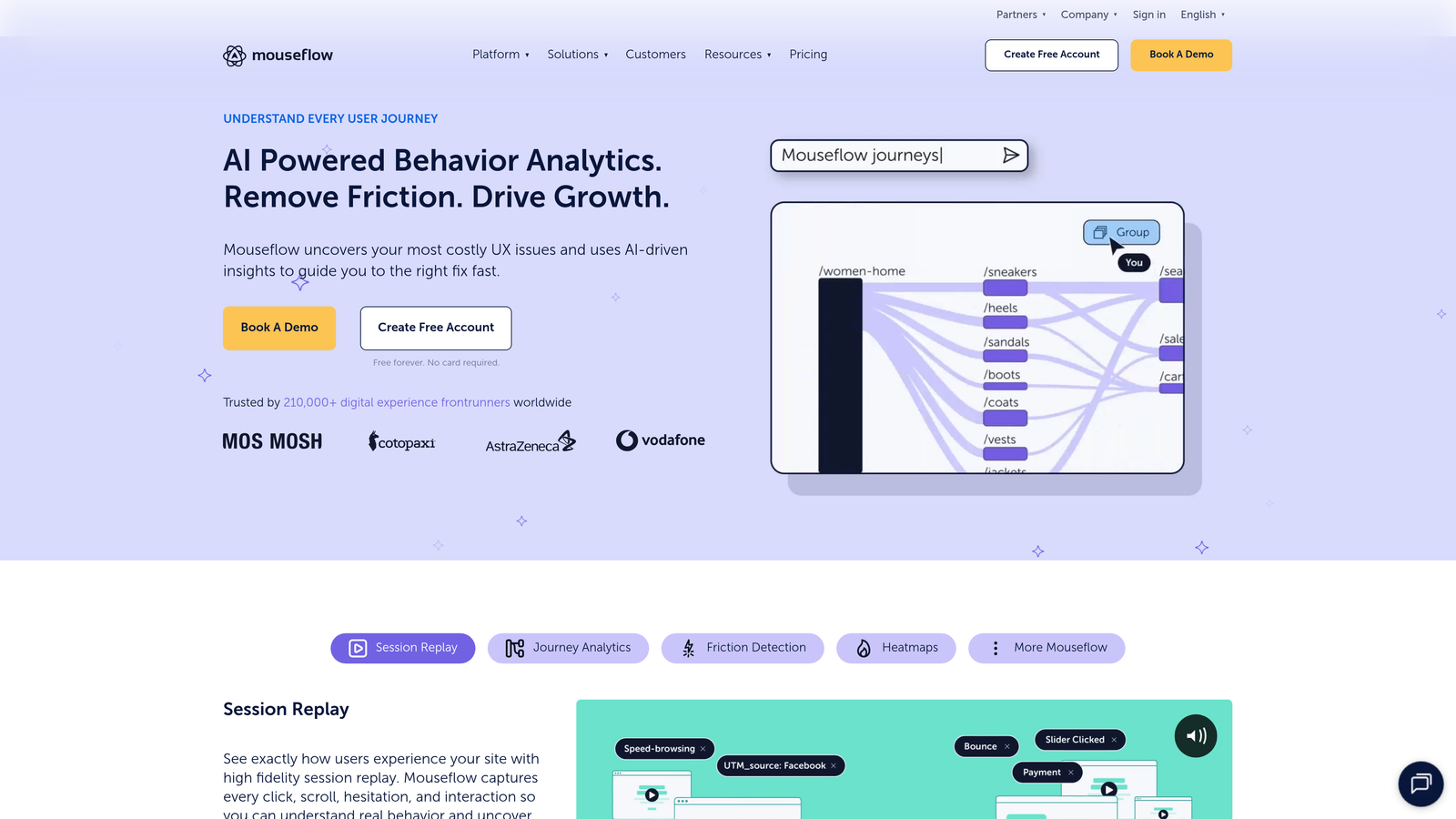 Screenshot of Mouseflow website