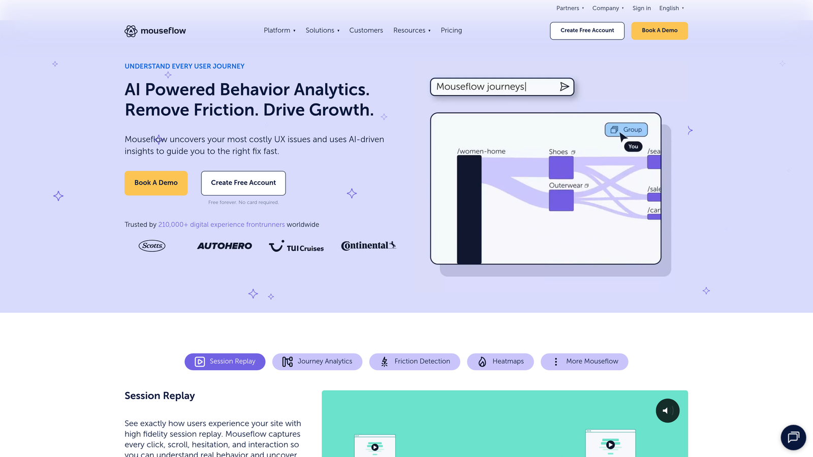 Screenshot of Mouseflow website