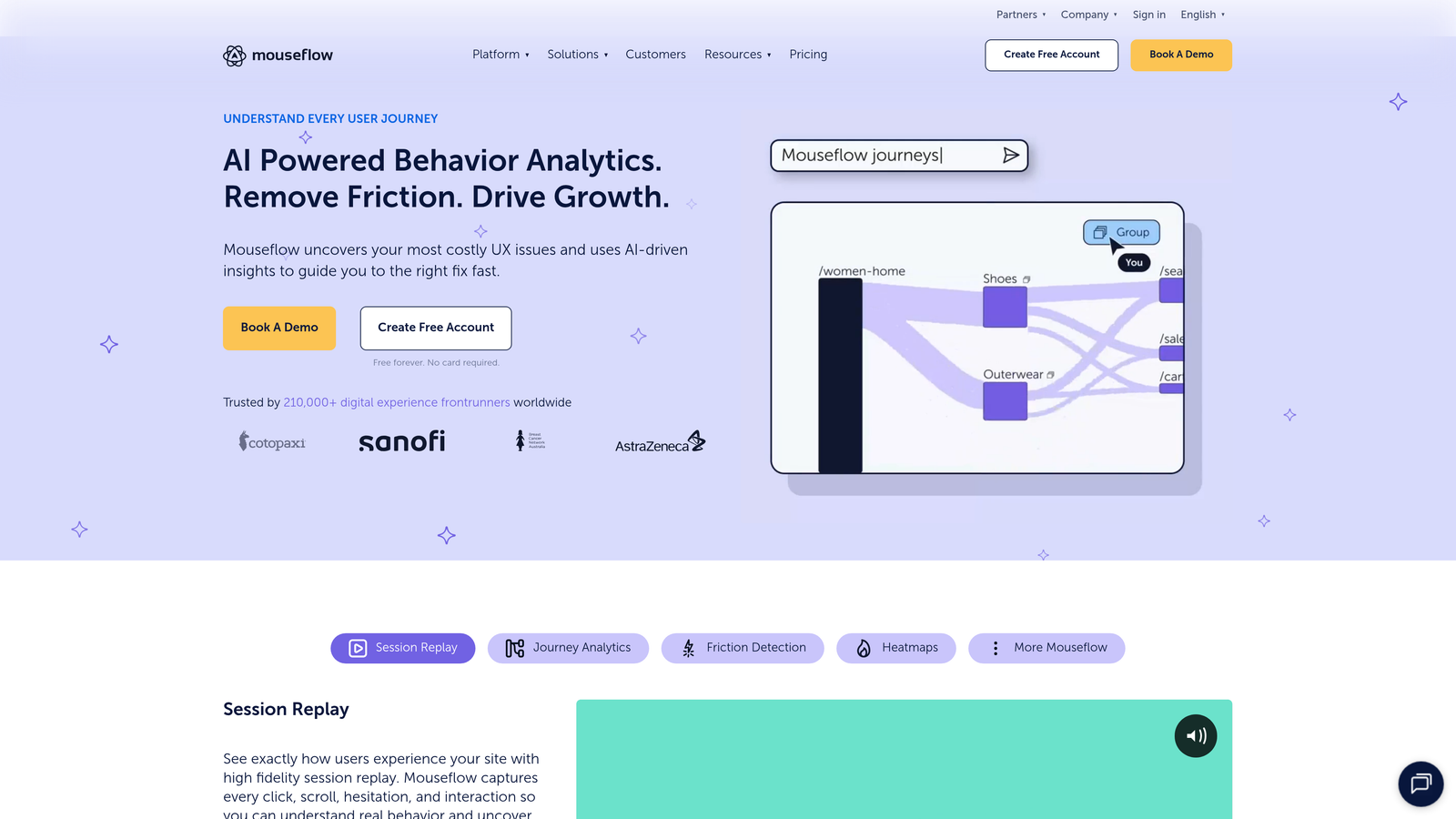 Screenshot of Mouseflow website