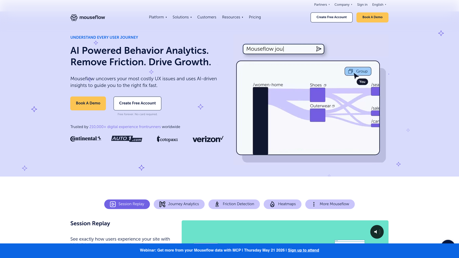Screenshot of Mouseflow website