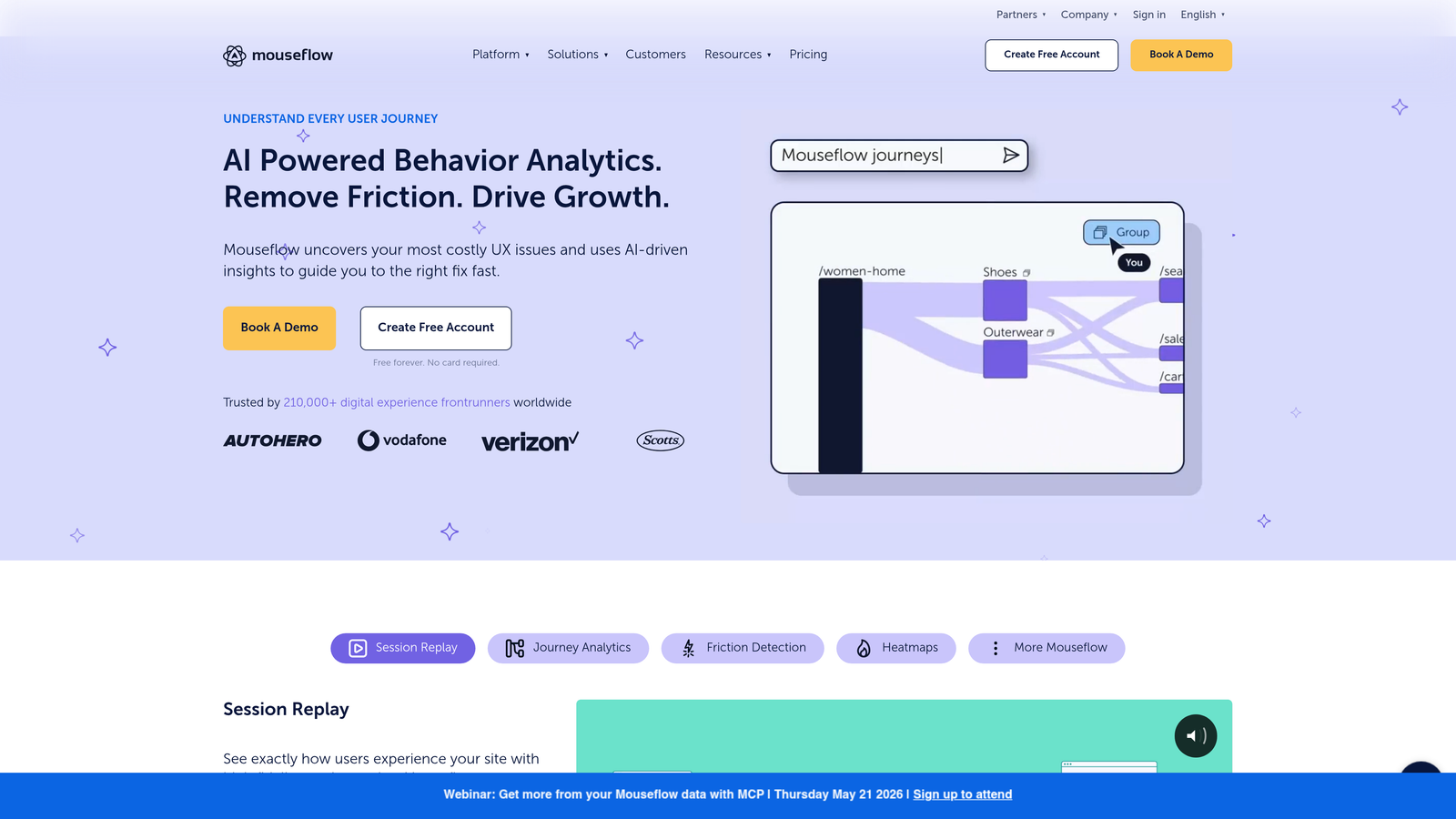 Screenshot of Mouseflow website