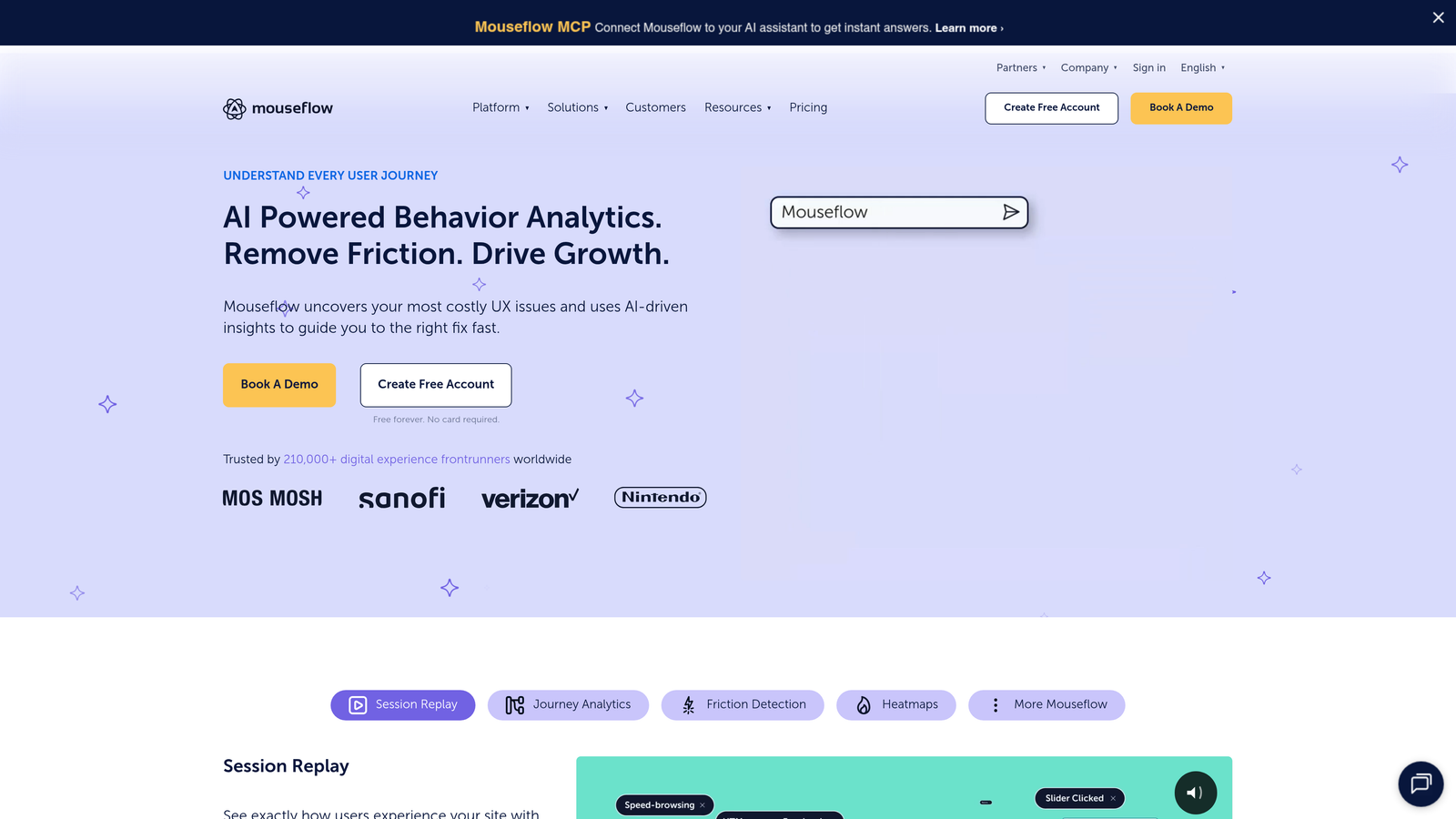Screenshot of Mouseflow website