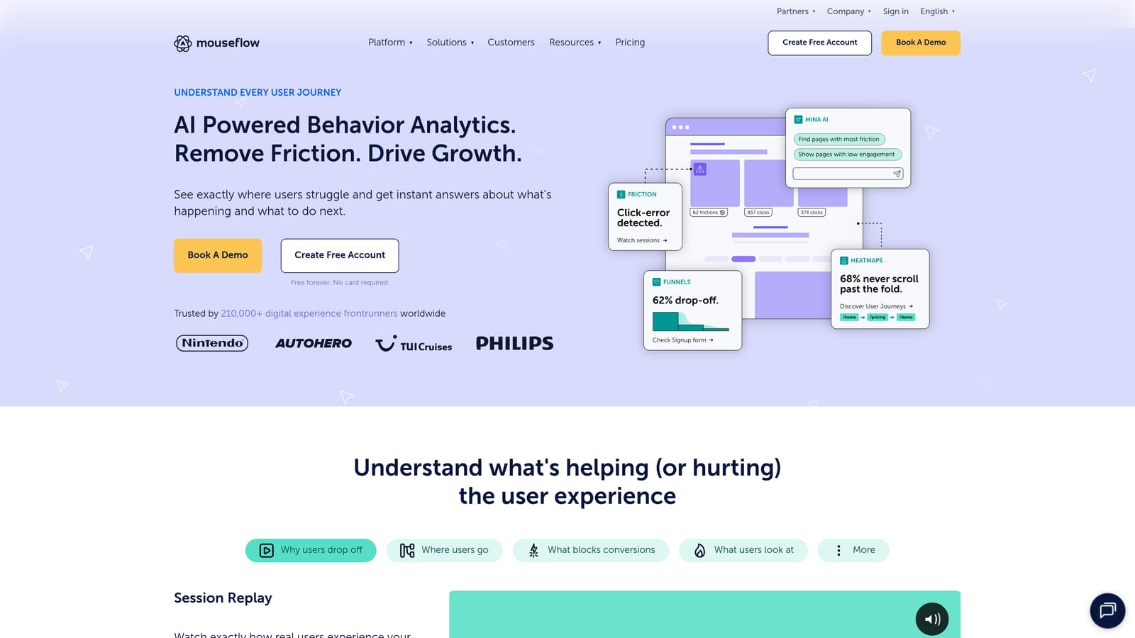 Screenshot of Mouseflow website