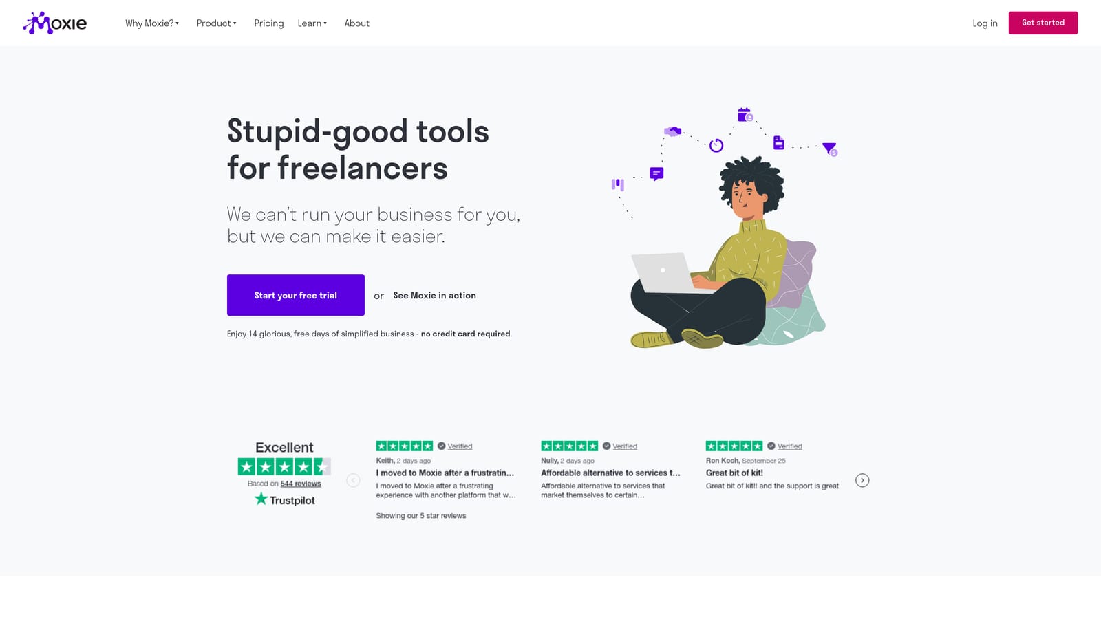 Screenshot of Moxie website