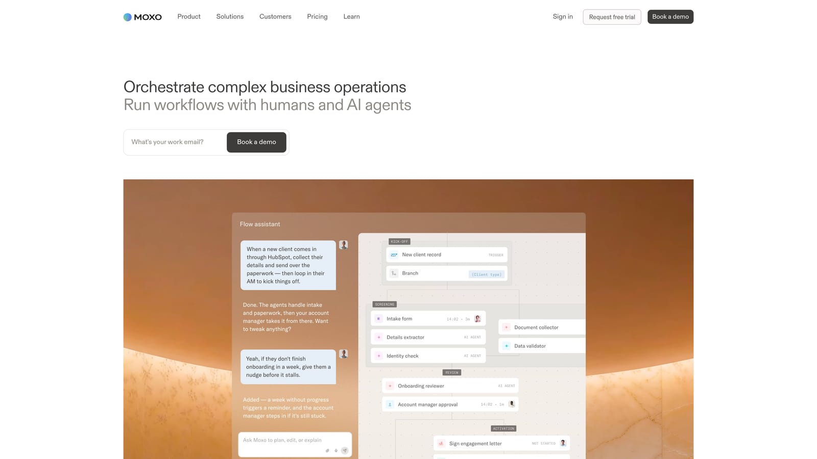 Screenshot of Moxo website