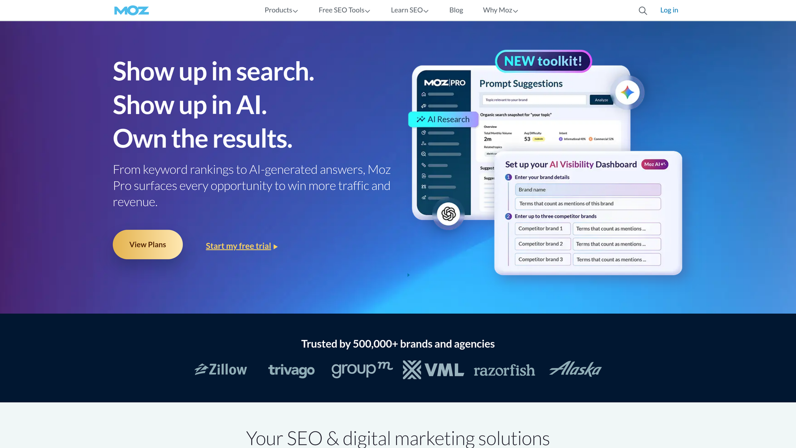 Screenshot of Moz Pro website