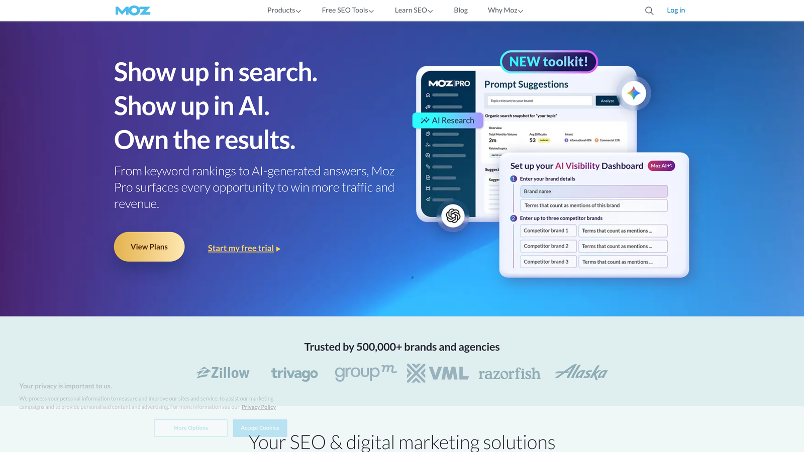 Screenshot of Moz Pro website