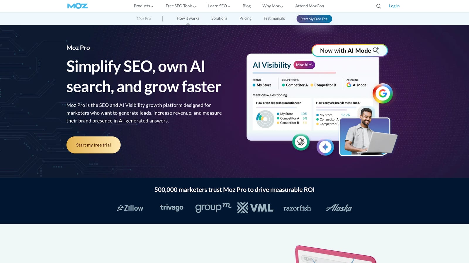 Screenshot of Moz Pro website