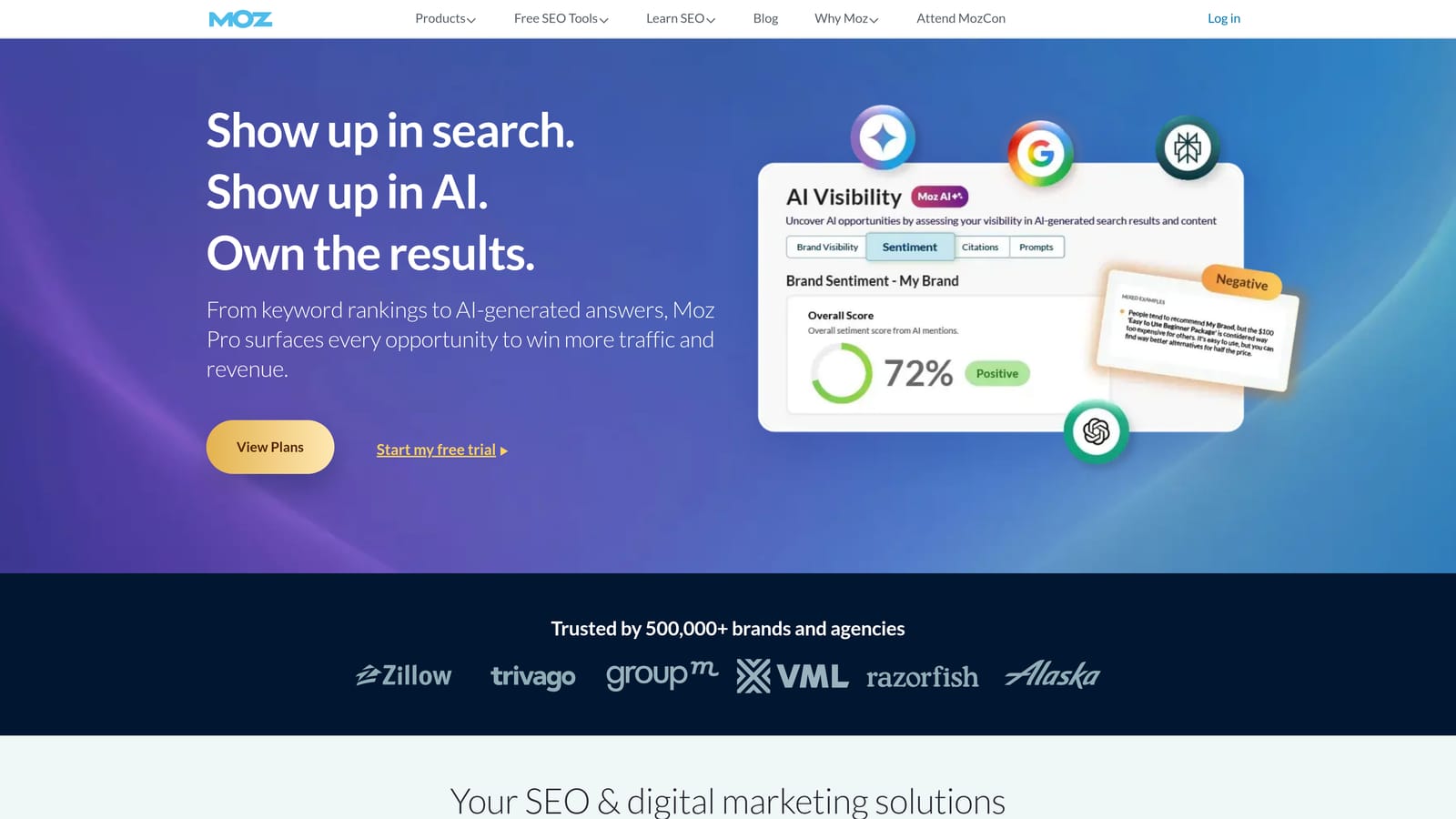 Screenshot of Moz Pro website