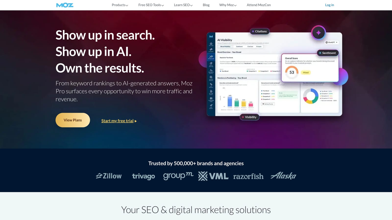 Screenshot of Moz Pro website