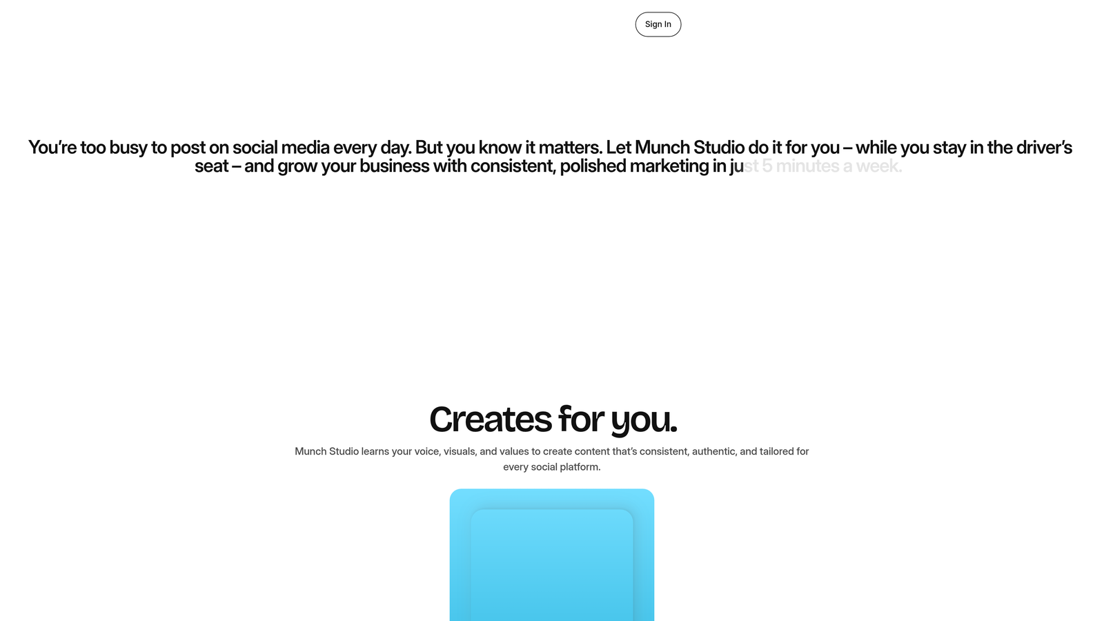 Screenshot of Munch website