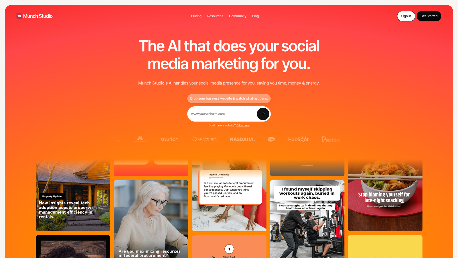 Screenshot of Munch website