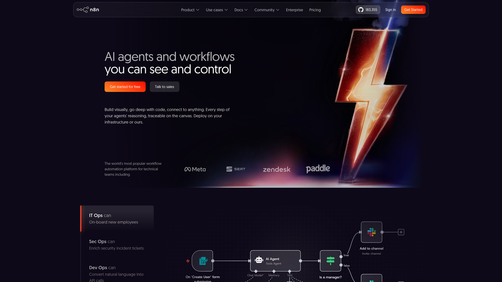 Screenshot of n8n website