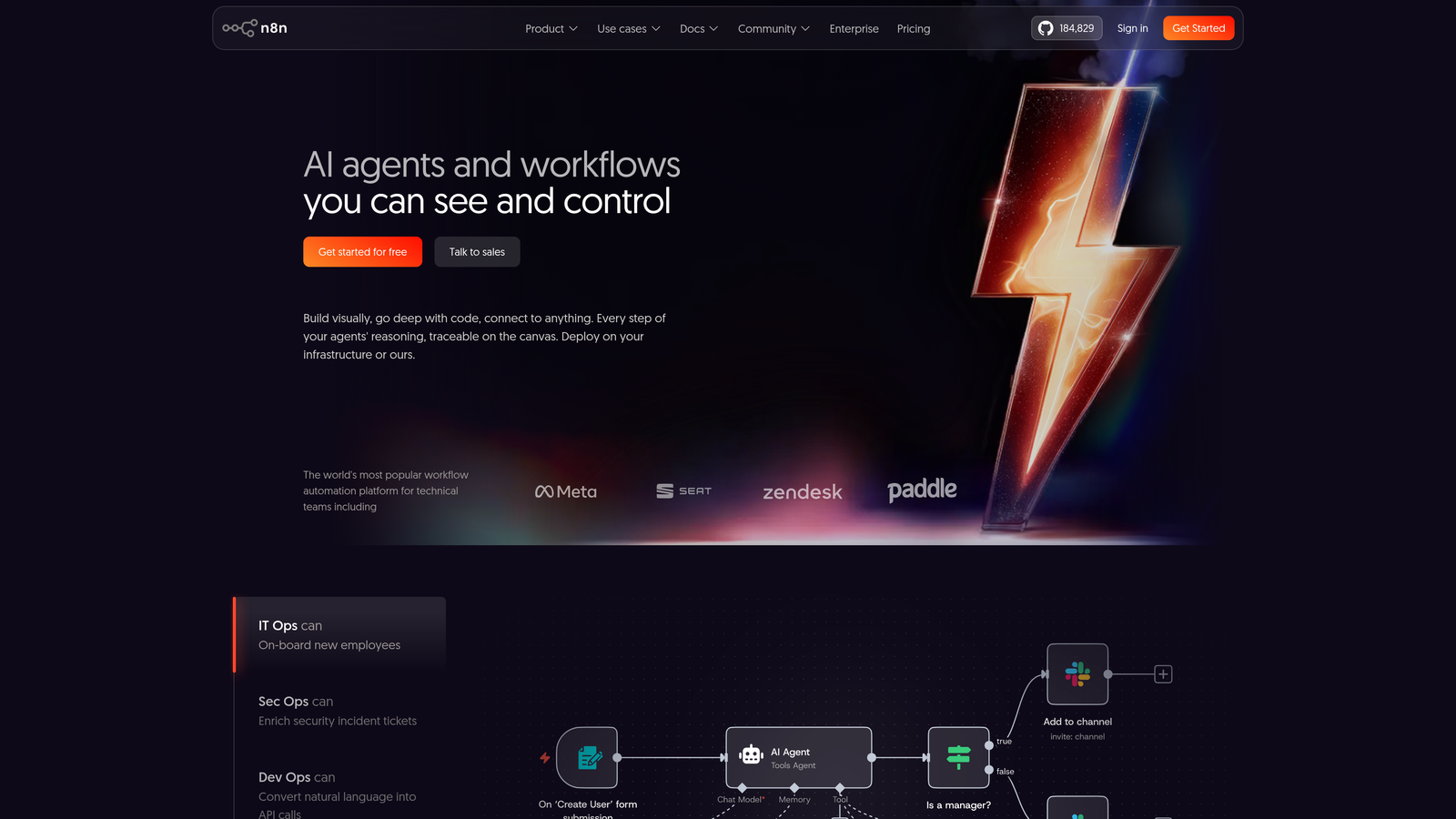 Screenshot of n8n website