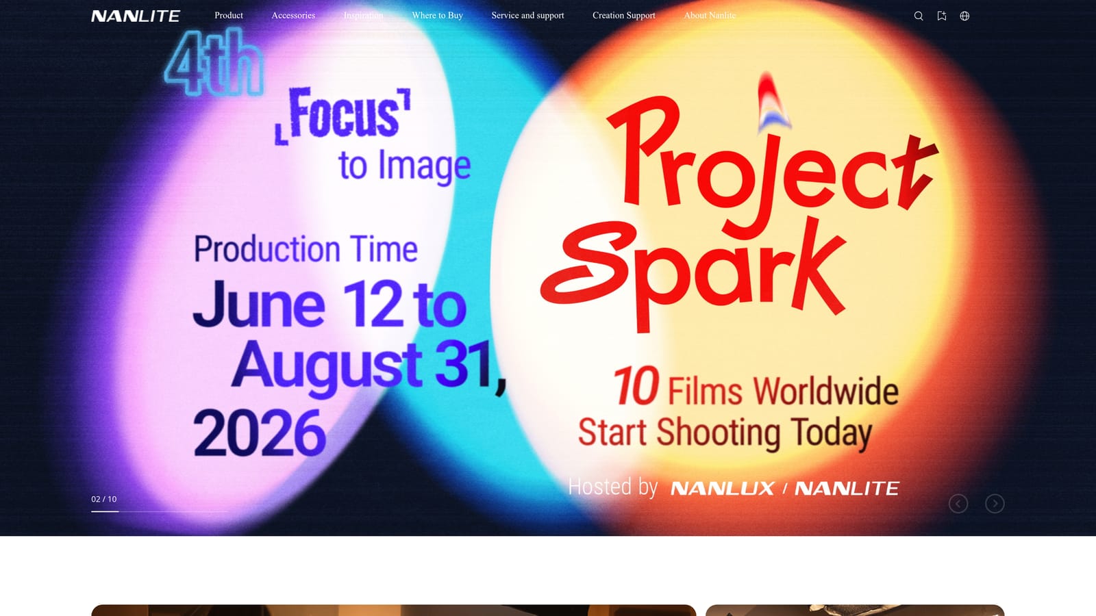 Screenshot of Nanlite Forza / PavoTube website