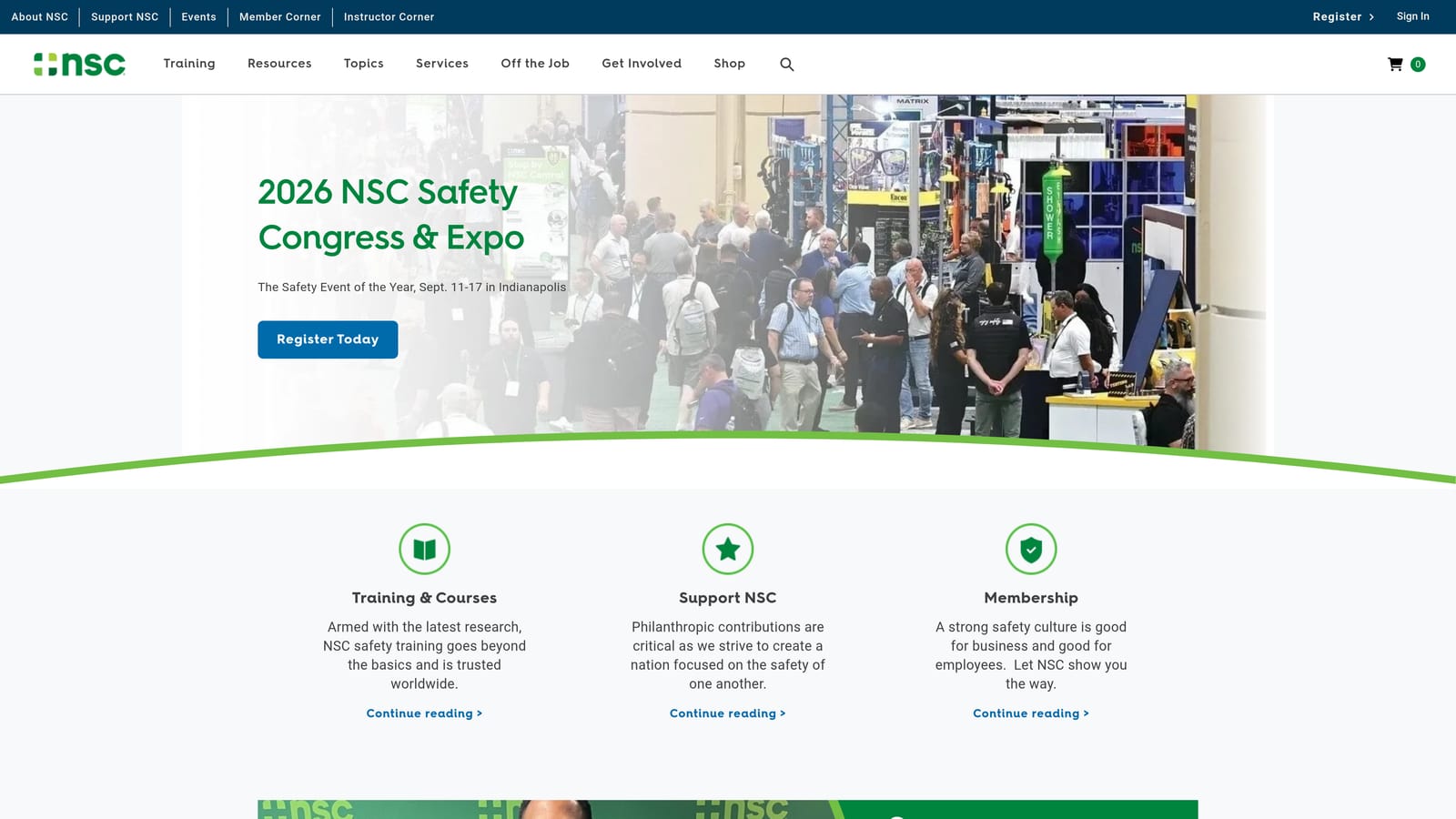 Screenshot of National Safety Council (NSC) website