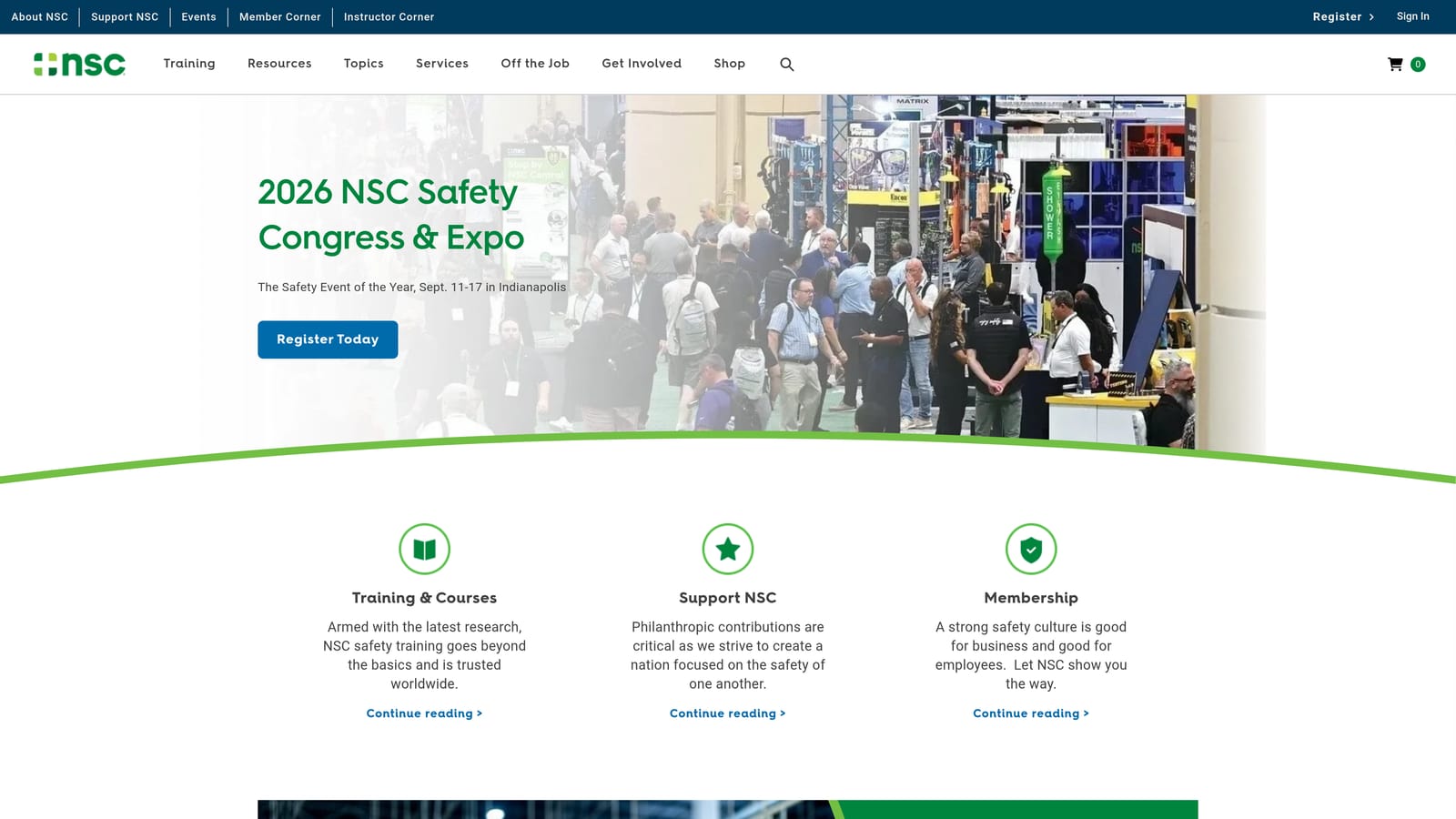 Screenshot of National Safety Council (NSC) website