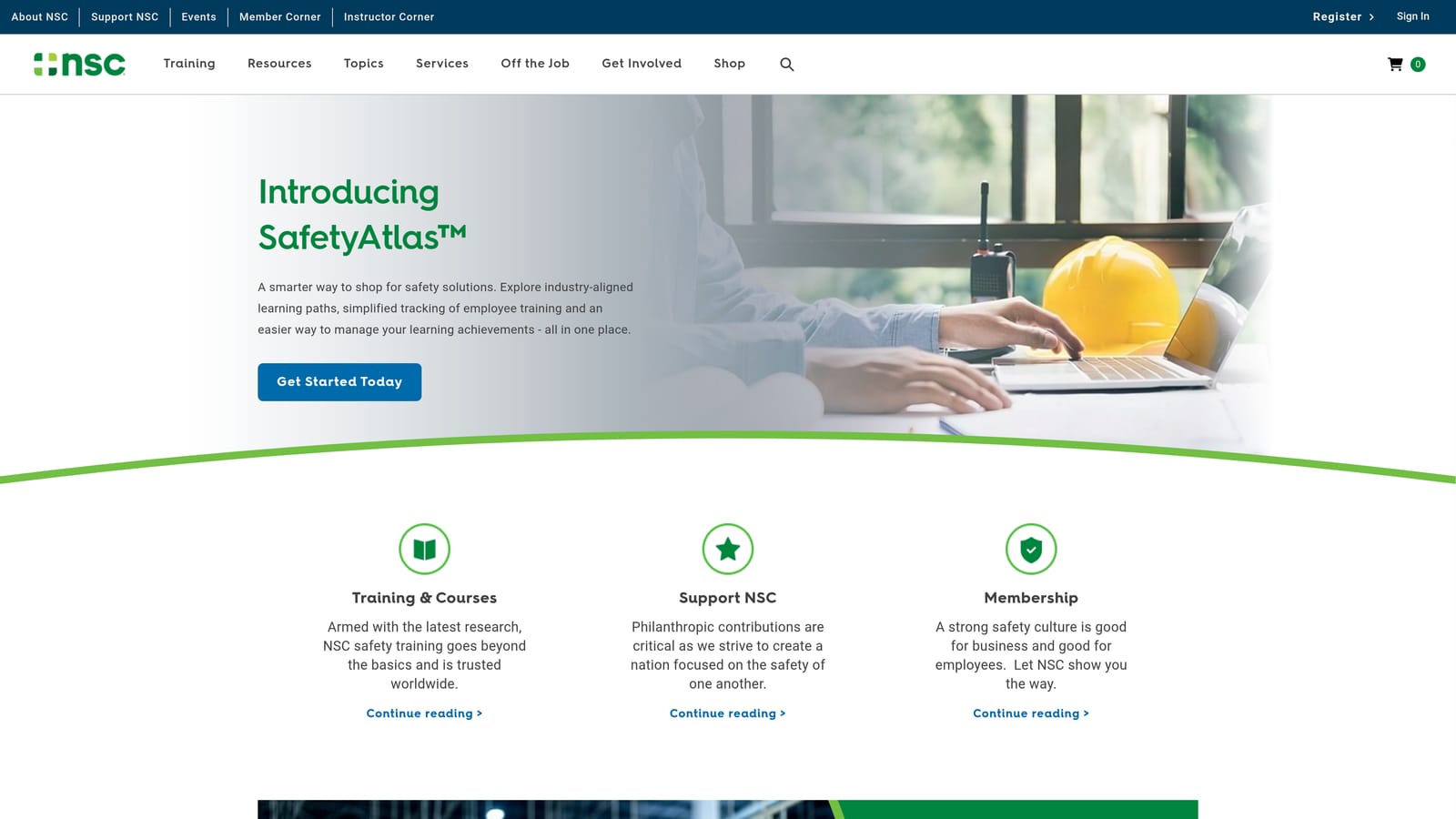 Screenshot of National Safety Council (NSC) website