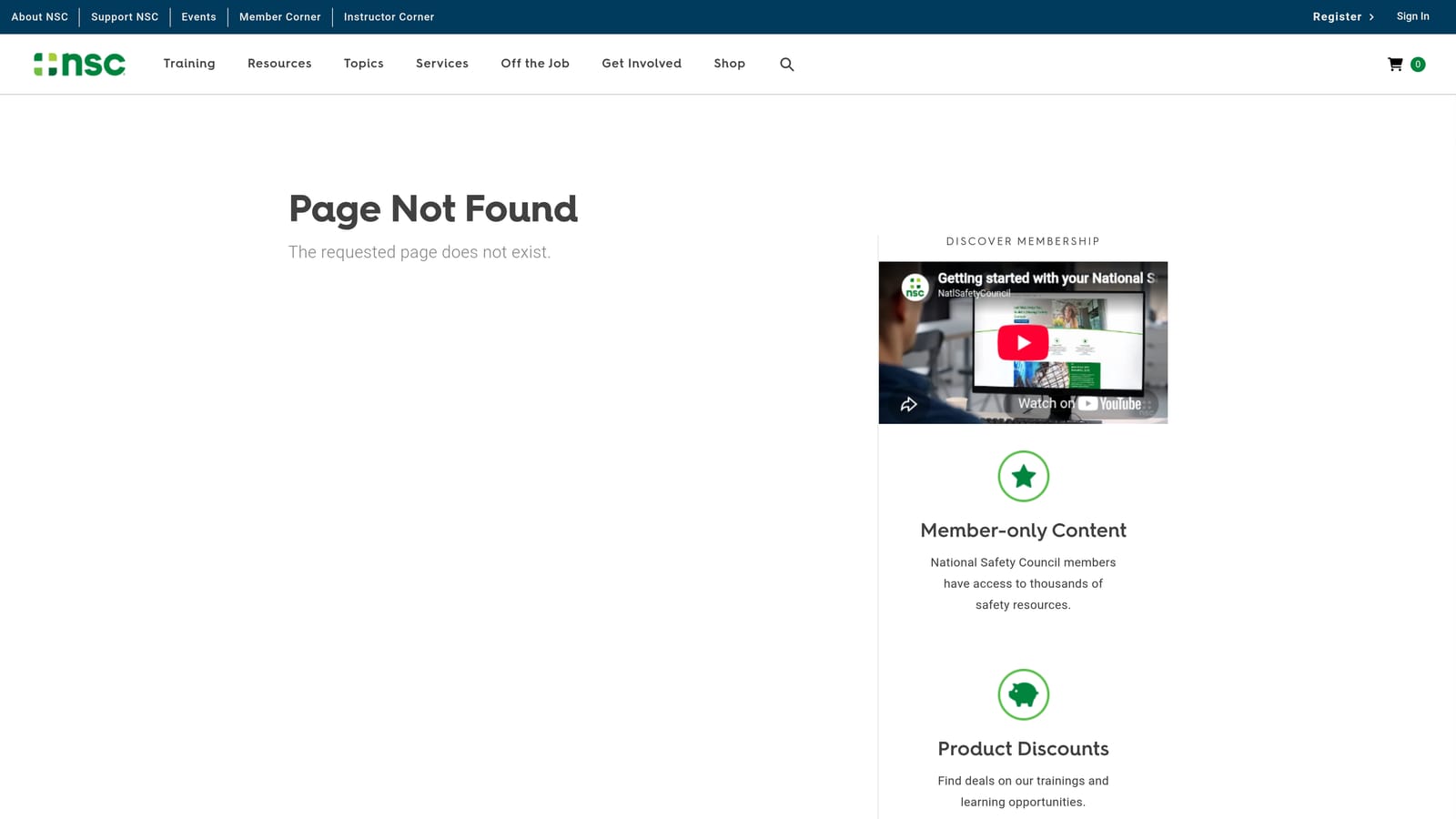 Screenshot of National Safety Council website