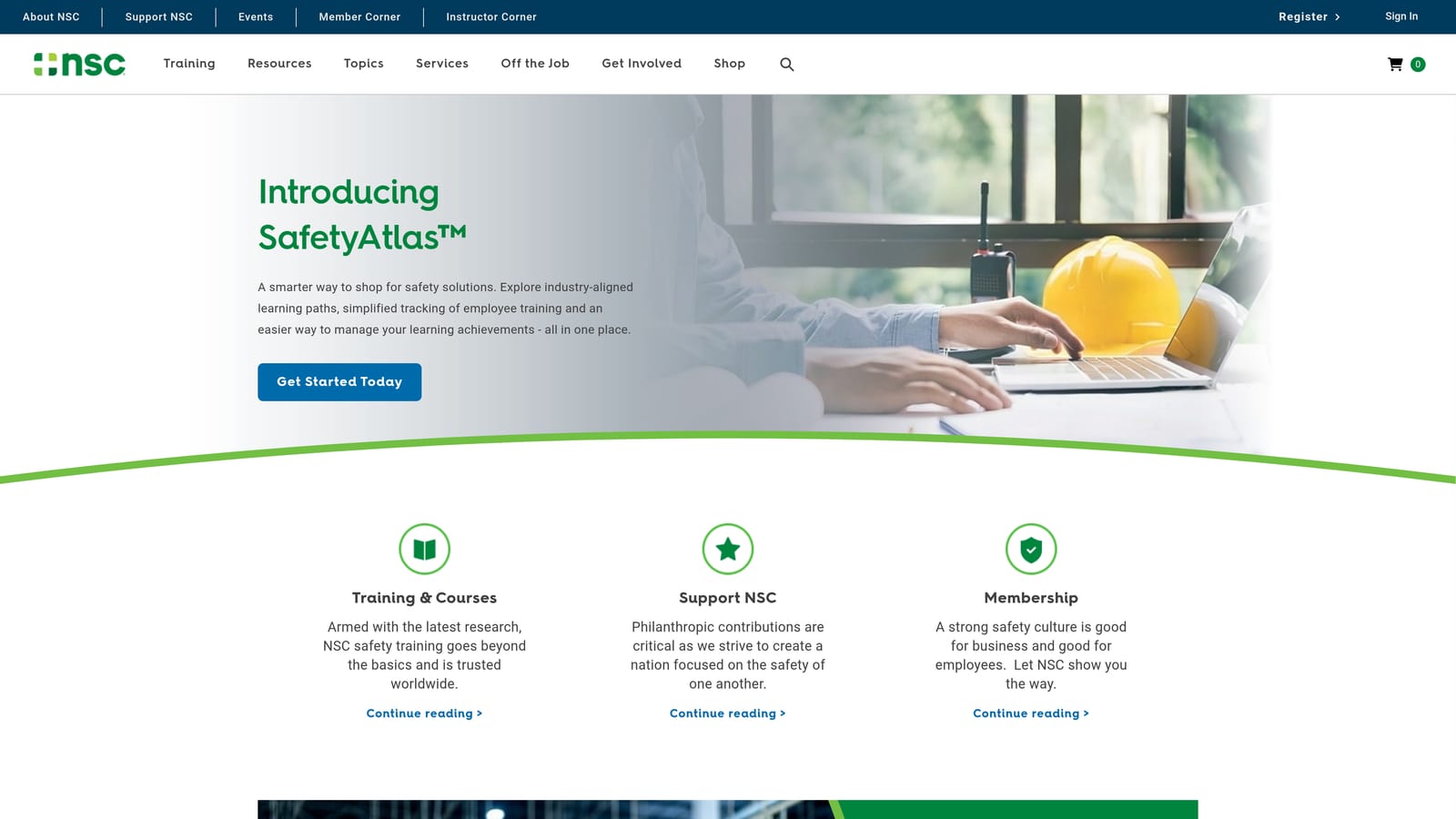 Screenshot of National Safety Council website