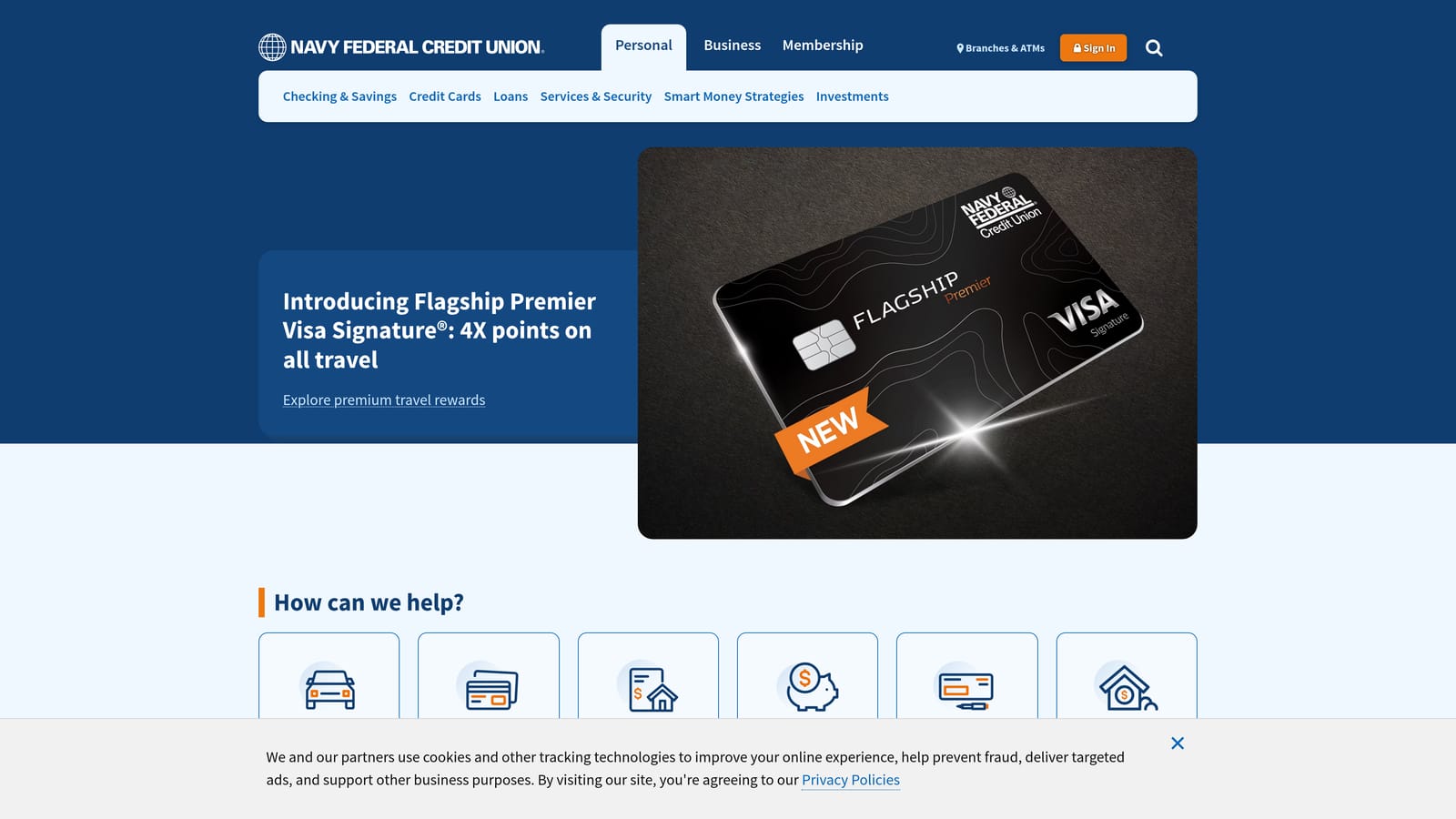 Screenshot of Navy Federal Credit Union website
