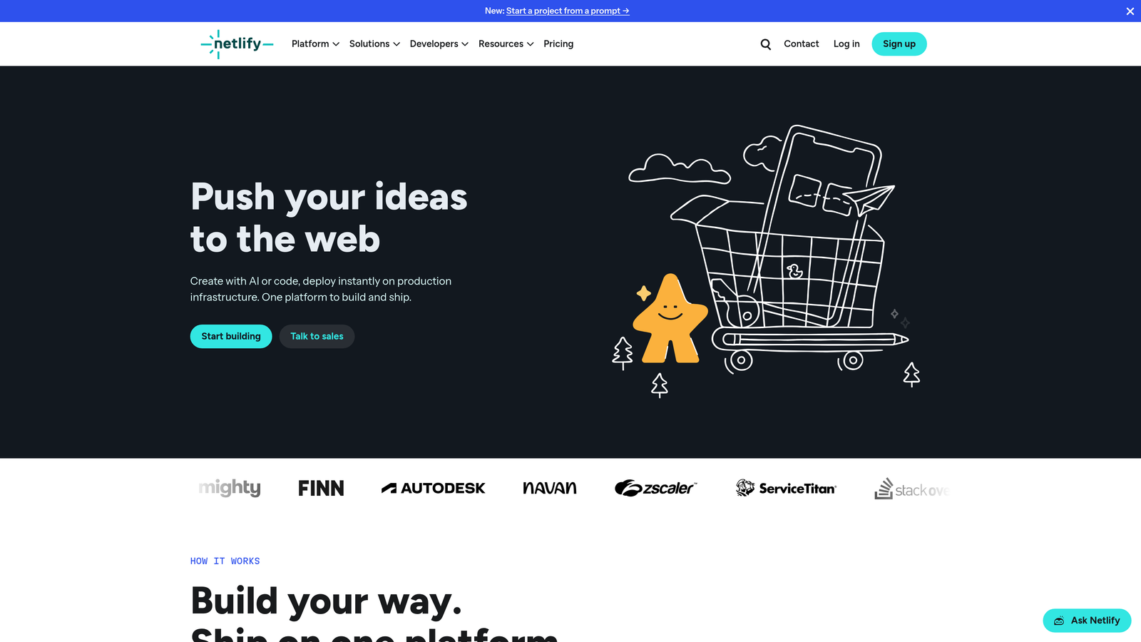 Screenshot of Netlify Forms website
