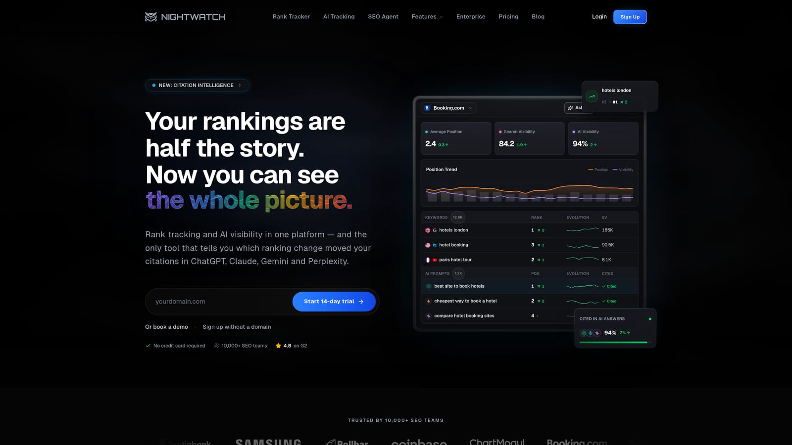 Screenshot of Nightwatch website
