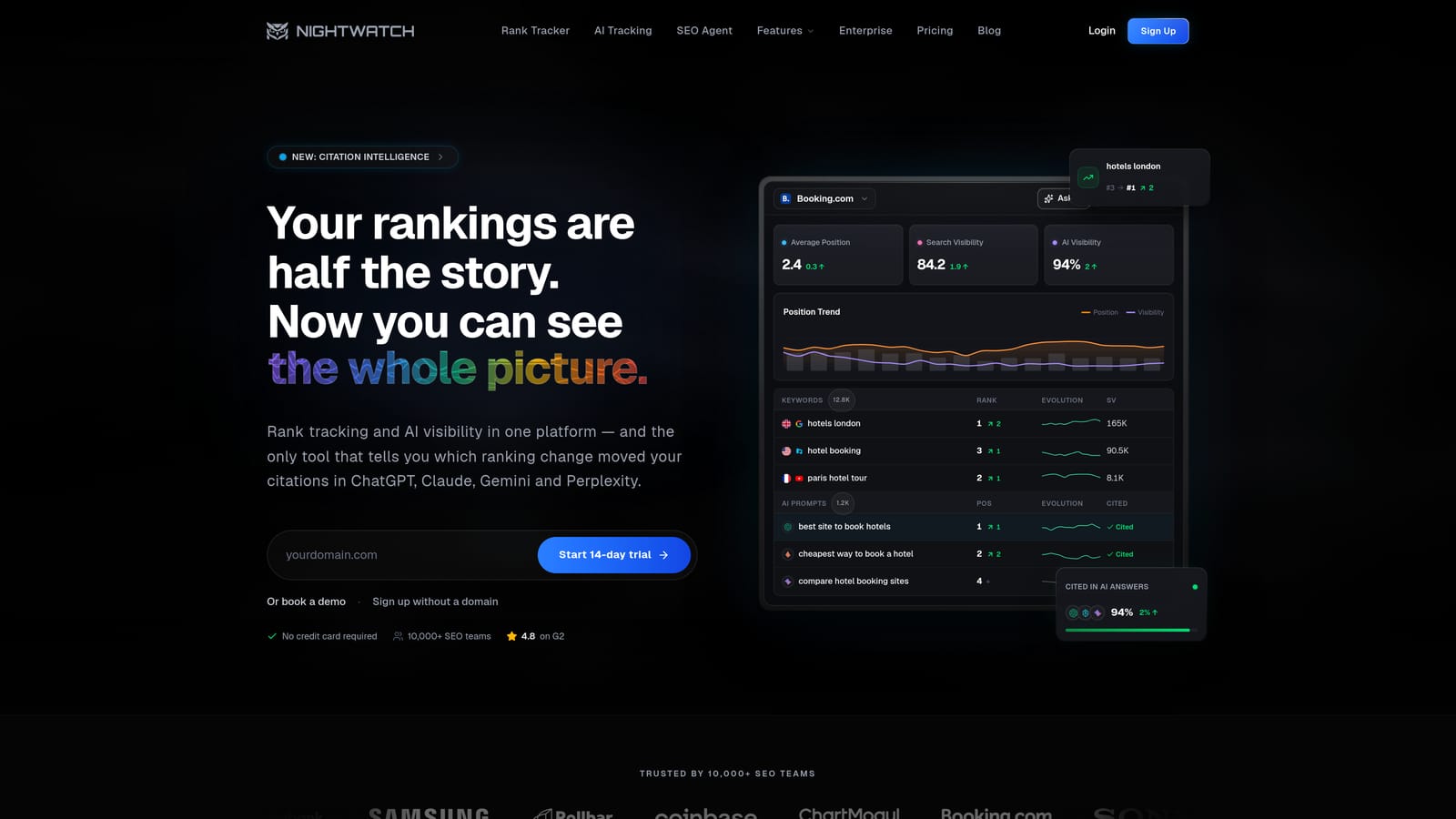 Screenshot of Nightwatch website