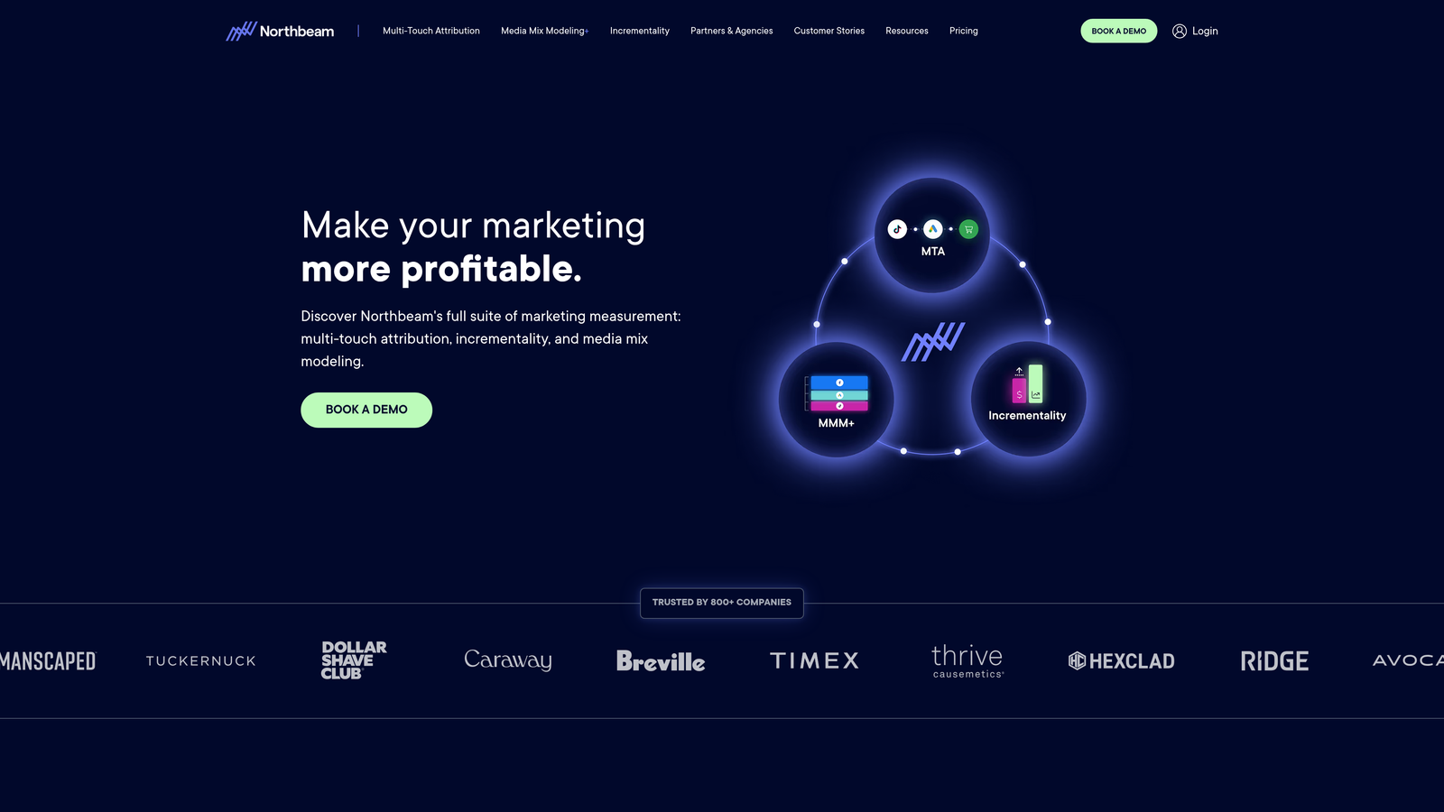 Screenshot of Northbeam website