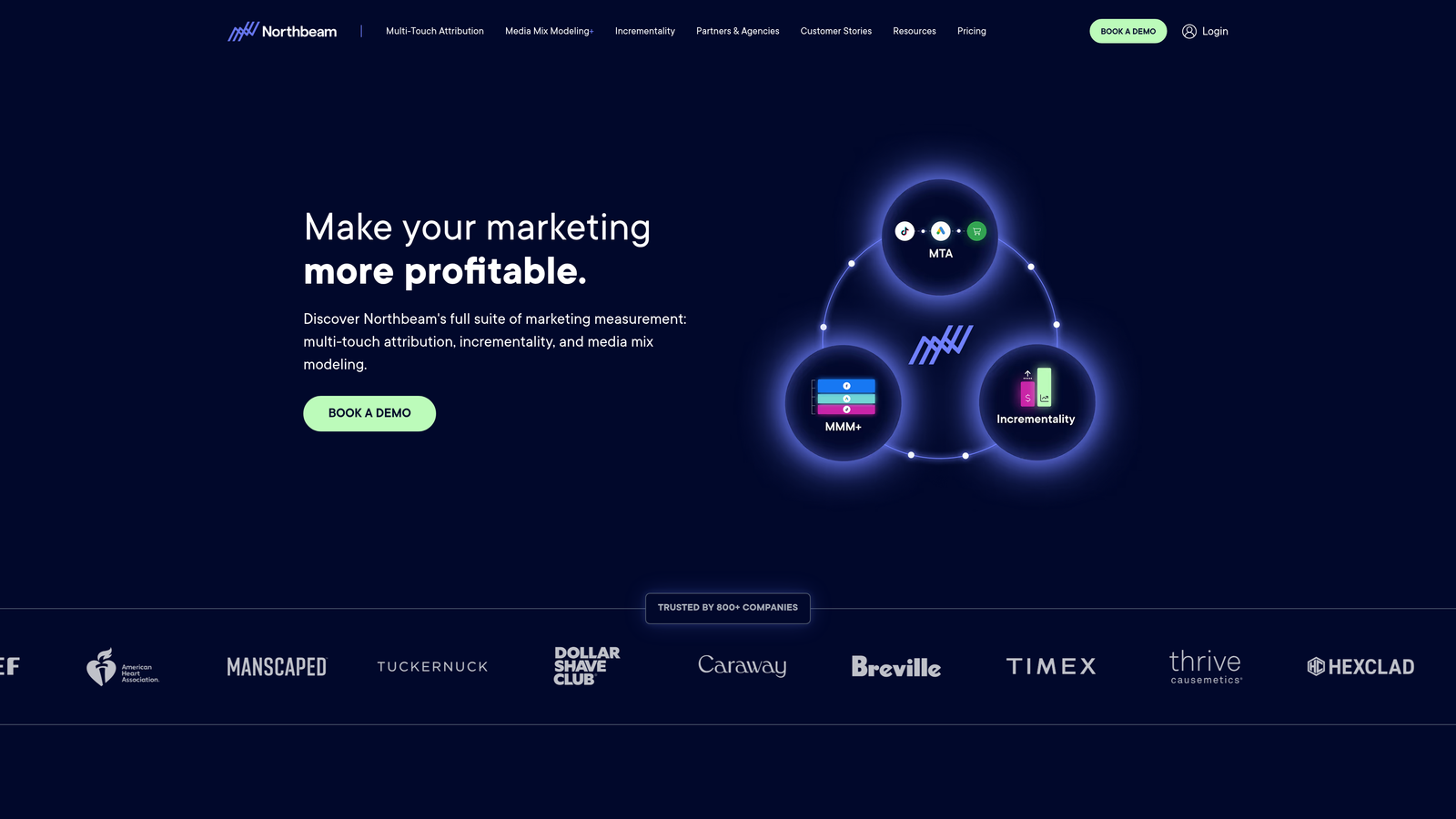 Screenshot of Northbeam website