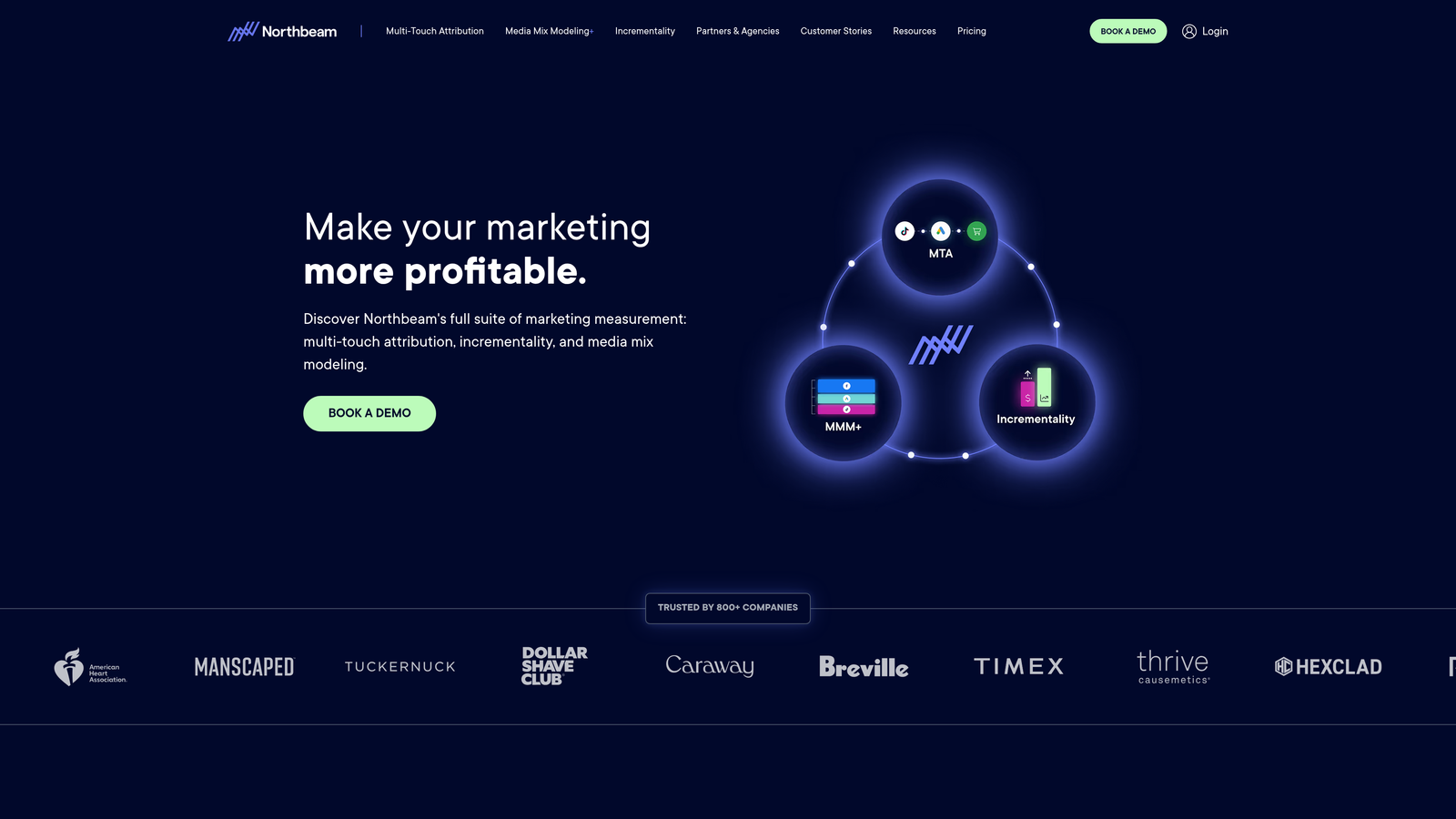 Screenshot of Northbeam website