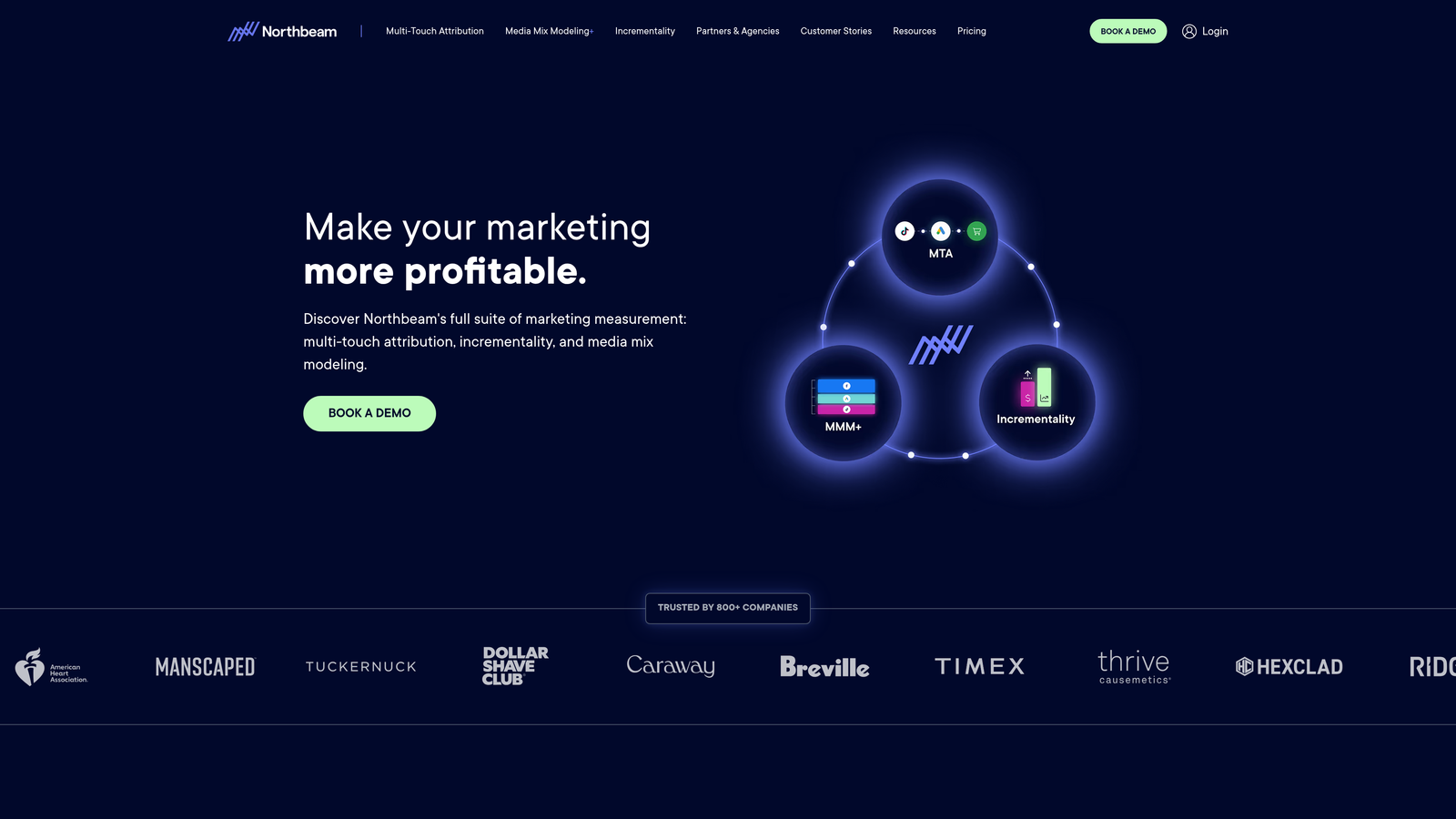 Screenshot of Northbeam website