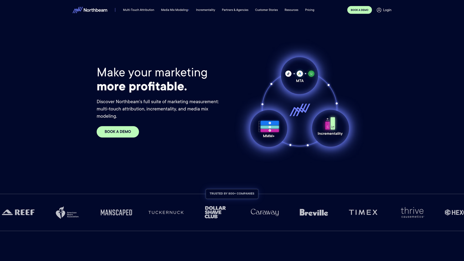 Screenshot of Northbeam website