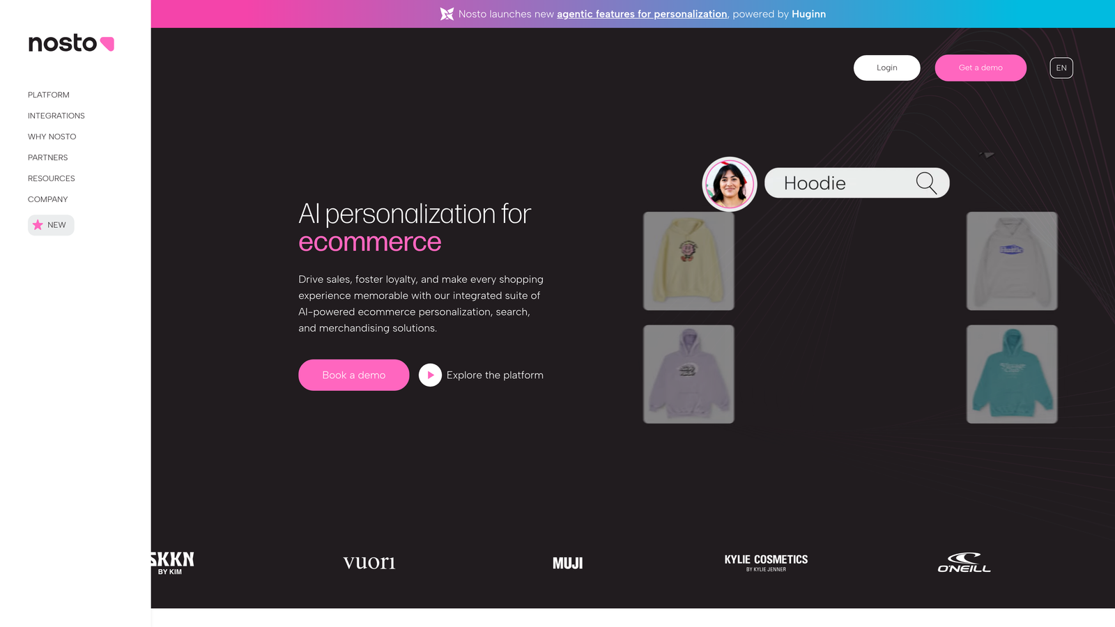 Screenshot of Nosto website
