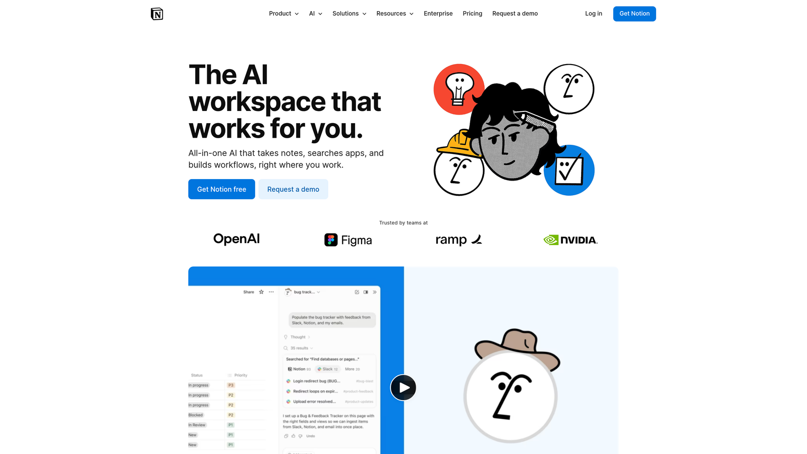 Screenshot of Notion AI website