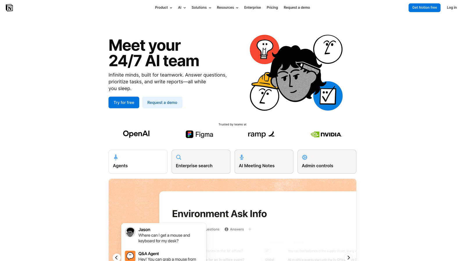Screenshot of Notion AI website