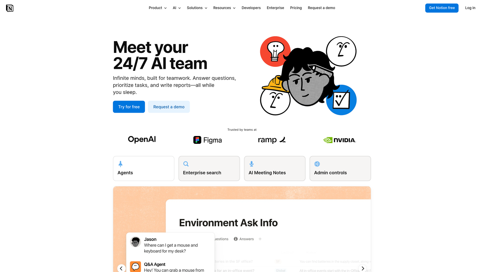 Screenshot of Notion AI website