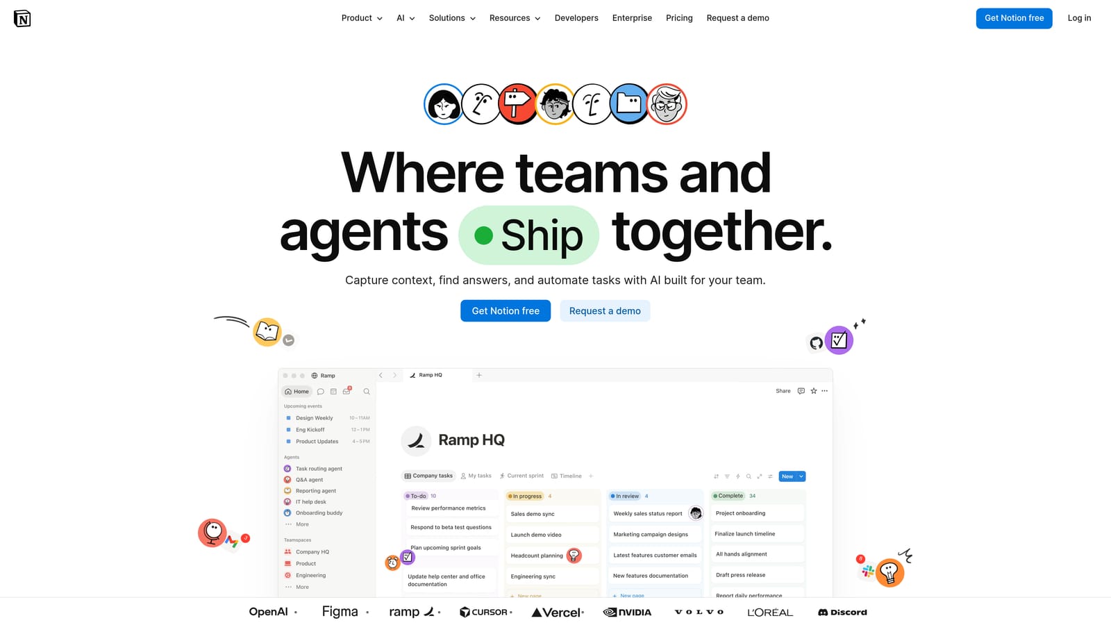 Screenshot of Notion AI website