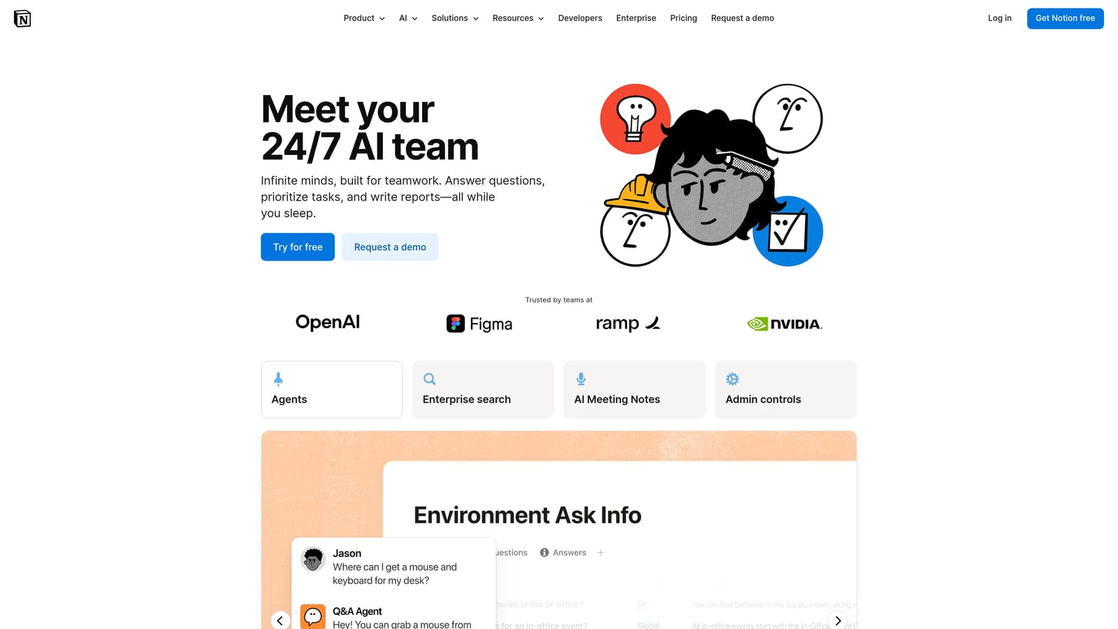 Screenshot of Notion AI website